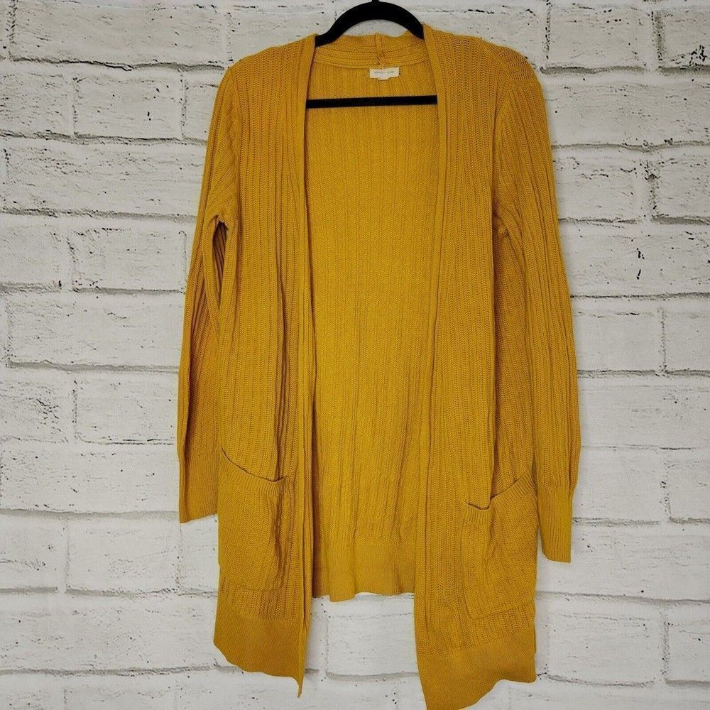 Silence + Noise Women's Mustard Yellow Long-Sleeved Open Cardigan Size Medium